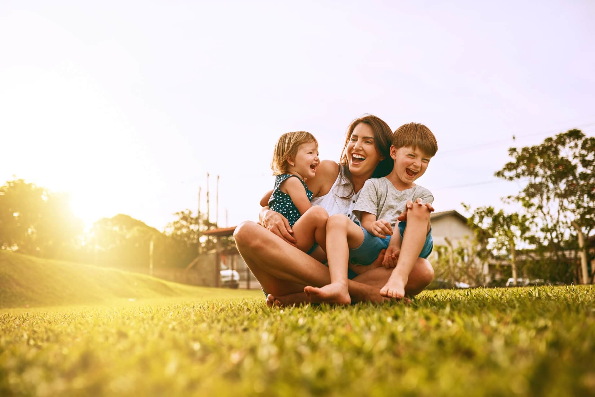See how we help improve the health of your smile with these steps A family of four playing in the park while hugging