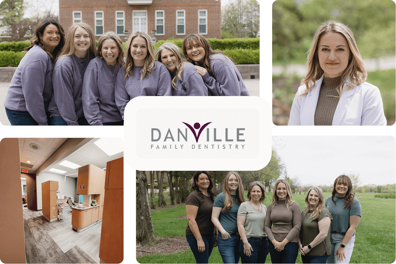 The Heart of Danville Family Dentistry Image of several photos of the Dr. Alyssa Stickley and her team